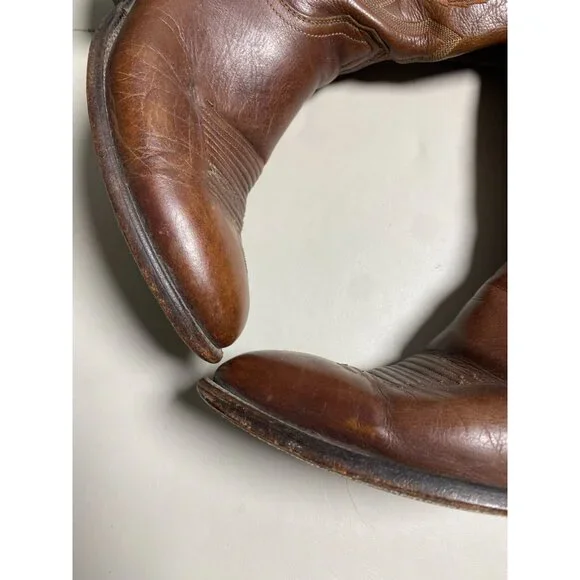 Lucchese 2000 Men Vintage Cowboys Boots Sz 10.5 D Brown Leather Western T3022R4 - Picture 13 of 16